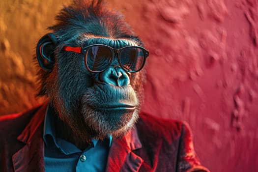 Stylish portrait of dressed up anthropomorphic animal themes, Funny pop art illustration.