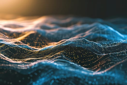 Abstract background of mountain wireframe landscape. Futuristic background.