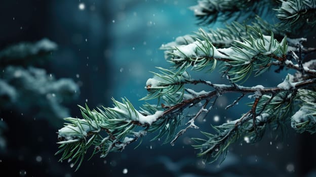 Winter snow background banner with copy space, Christmas, landscape, AI Generative.