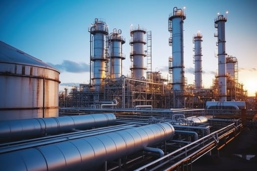The Oil Refining and Petrochemical Industries plant in twilight time.