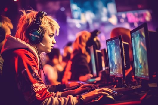 Photo of the esports competition, A gamer competing in an esports tournament.