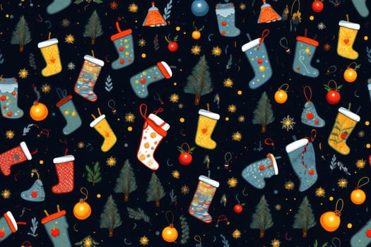 seamless pattern of Christmas stockings background.