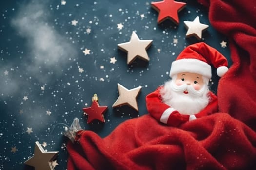 Top view of Christmas banner with christmas decoration, AI Generative.