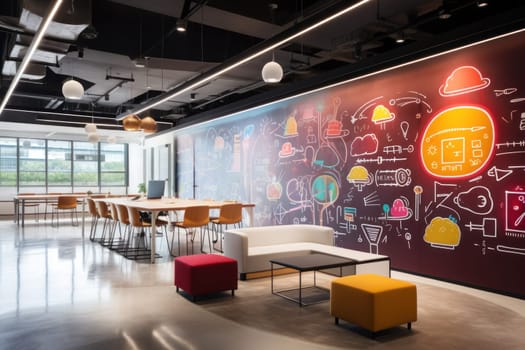 Photo of a creative office design with writable walls.