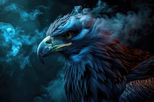 eagle on smoke background, eagle fantasy art background.