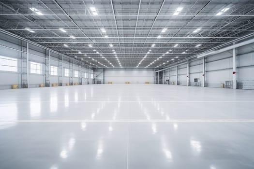 Interior of empty and clean modern warehouse.