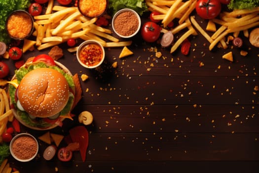 fast food design pattern or junk food design background AI Generative.