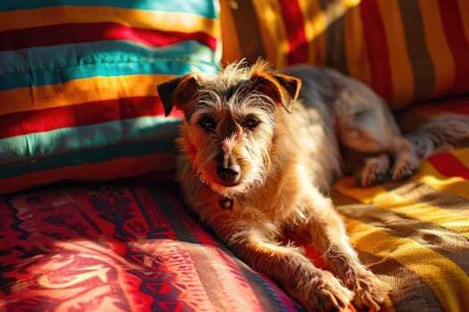Portrait of a dog in pop art style, vintage style.
