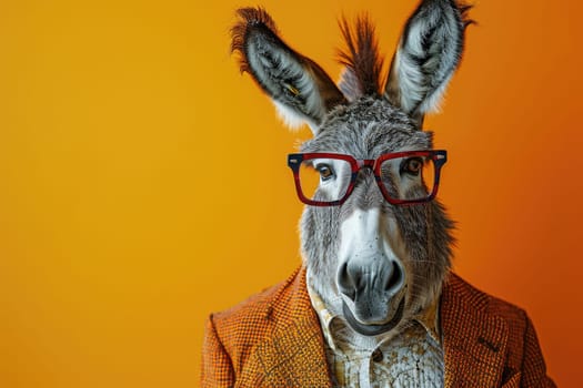 Stylish portrait of dressed up anthropomorphic animal themes, Funny pop art illustration.