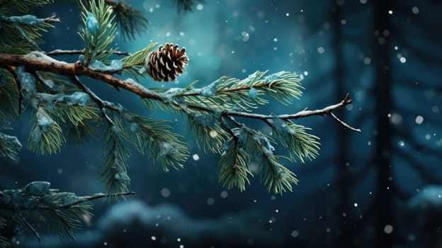Winter snow background banner with copy space, Christmas, landscape, AI Generative.