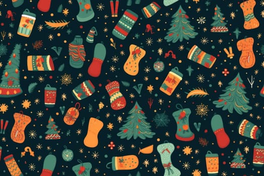 seamless pattern of Christmas stockings background.