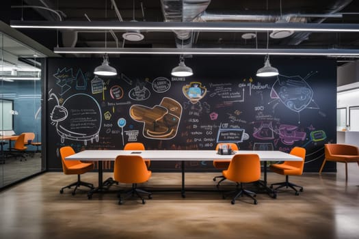 Photo of a creative office design with writable walls.