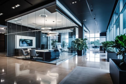 Photo of a sleek and modern corporate office interior.