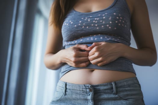 lady have a stomachache or menstruation pain, Healthcare medical concept, AI Generative.