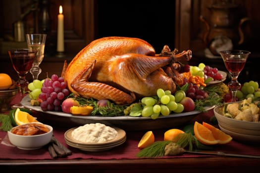 Happy Thanksgiving concept, Thanksgiving Dinner Table.