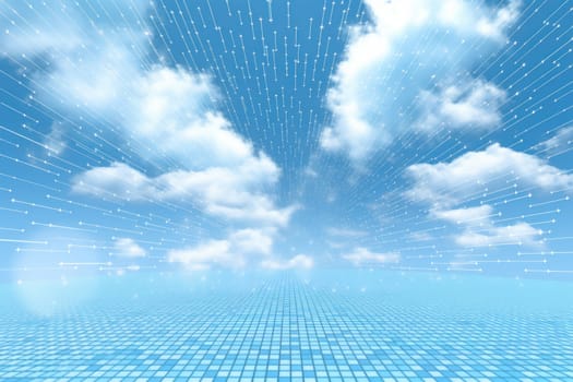 Digital matrix theme light blue sky and clouds backgrounds.