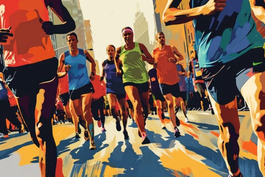 Running poster, Colorful Running marathon poster, sport and activity background.