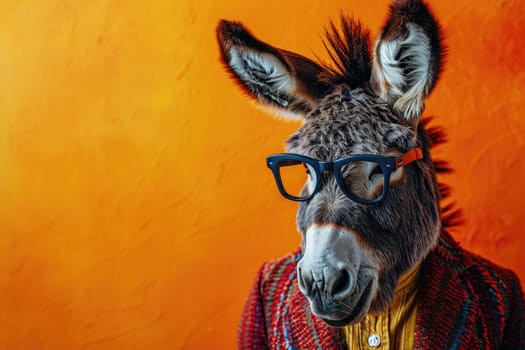 Stylish portrait of dressed up anthropomorphic animal themes, Funny pop art illustration.