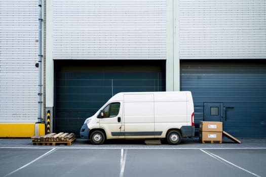 delivery van, commercial delivery vans with cardboard boxes, Logistics concept.