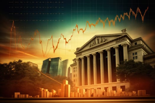 Interest rate hike with money, finance and investment background.