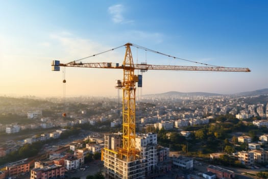 a crane at a construction site, a modern urban scene under construction, AI Generative.