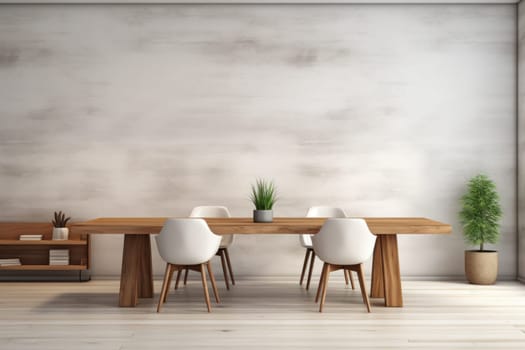 Minimal style Room with blank wall and wooden table.