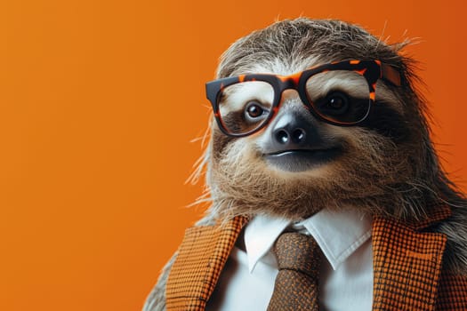 Stylish portrait of dressed up anthropomorphic animal themes, Funny pop art illustration.