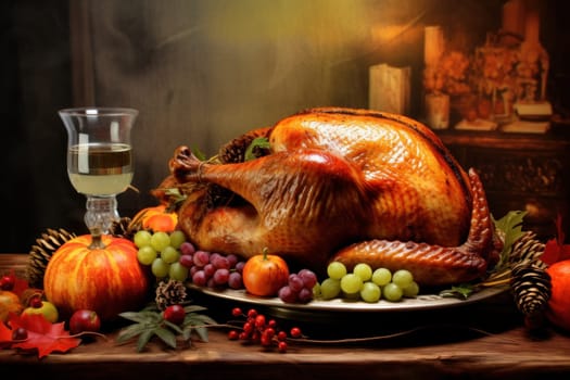 Happy Thanksgiving concept, Thanksgiving Dinner Table.