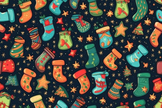seamless pattern of Christmas stockings background.