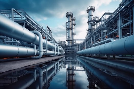 The Oil Refining and Petrochemical Industries plant in twilight time.