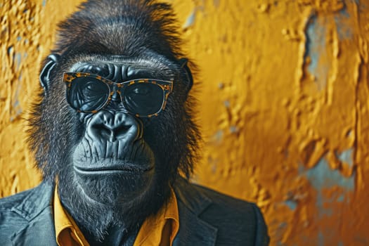 Stylish portrait of dressed up anthropomorphic animal themes, Funny pop art illustration.
