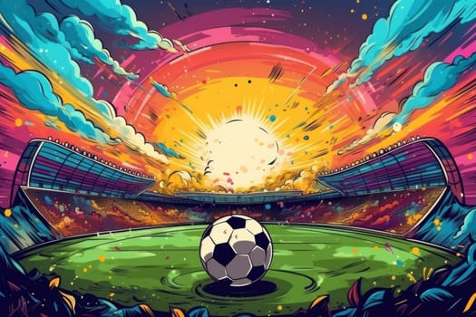 soccer stadium football doodle art illustration background.
