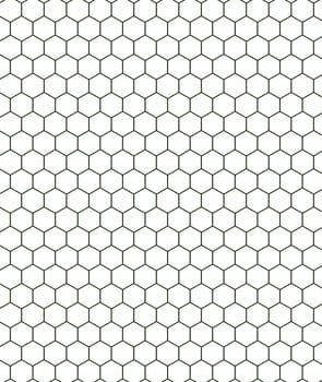 A pattern of hollow hexagons in black on a white background close-up