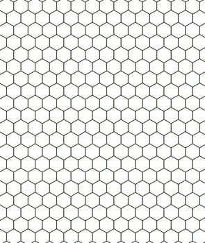 A pattern of hollow hexagons in black on a white background close-up