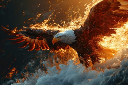 eagle on smoke background, eagle fantasy art background.