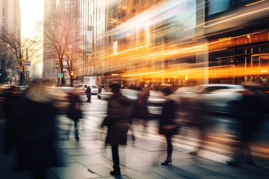 Photo of Motion blur of people commuting in busy street.