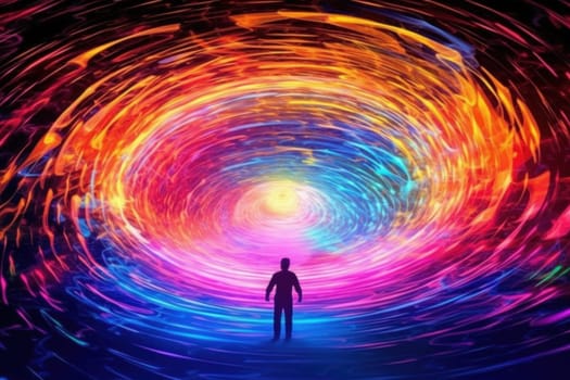 Abstract Neon Psychedelic whirlwind of energy around a person.