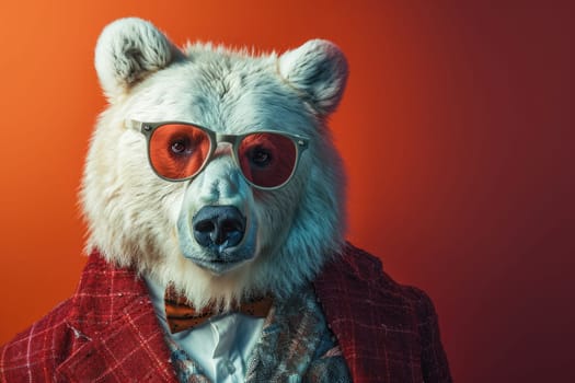 Stylish portrait of dressed up anthropomorphic animal themes, Funny pop art illustration.