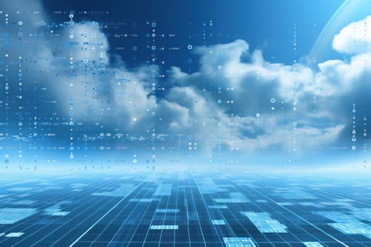 Digital matrix theme light blue sky and clouds backgrounds.