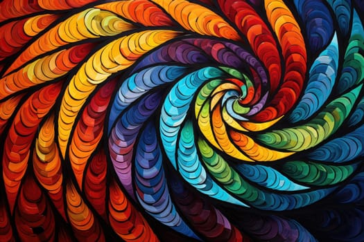 Abstract colorful spiral fractal, Spiral Nautilus Shell, Golden Ratio Symbol, AI Generative.