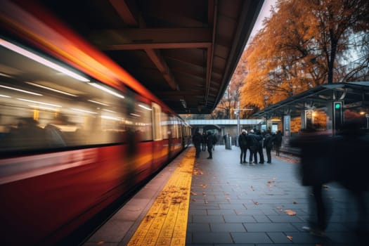 Long exposure Subway station, motion blur people.