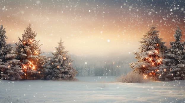 Winter snow background banner with copy space, Christmas, landscape, AI Generative.