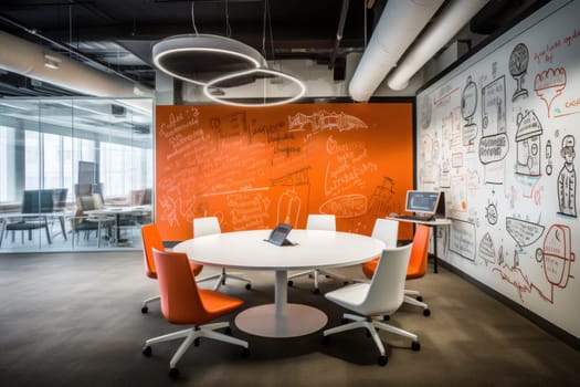 Photo of a creative office design with writable walls.