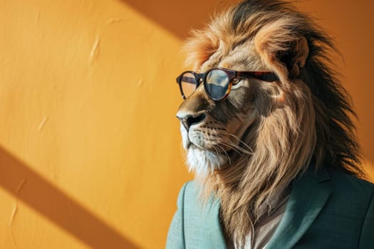 Stylish portrait of dressed up anthropomorphic animal themes, Funny pop art illustration.