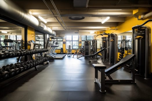 Photo of a blur gym background fitness center.