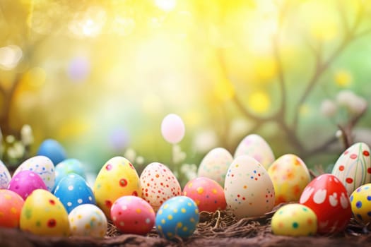 Colorful Easter Egg background with Copy space, AI Generative.
