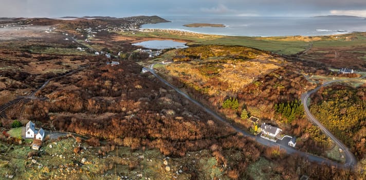 Aerial view of Clooney and Narin by Portnoo in County Donegal, Ireland