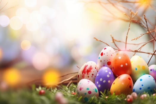 Colorful Easter Egg background with Copy space, AI Generative.