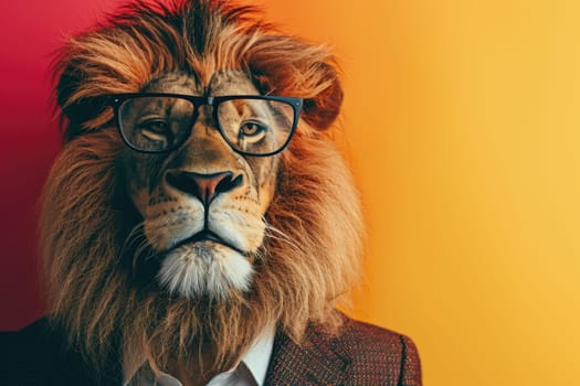 Stylish portrait of dressed up anthropomorphic animal themes, Funny pop art illustration.