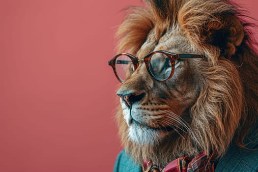 Stylish portrait of dressed up anthropomorphic animal themes, Funny pop art illustration.